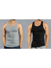 Knocker Men’s Black Grey 100% Cotton Undershirts Tank Top A Shirts Pack of 6 pc