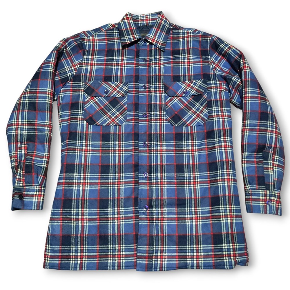 Vintage Country Touch Flannel Quilted Lined Red Blue Plaid Mens Size Medium New