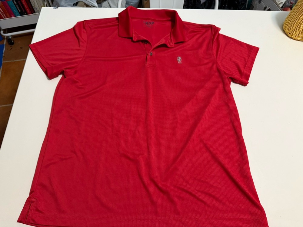 IZOD Golf Men’s Solid Red Short Sleeve Collared Polo Shirt Button Logo XL/TG