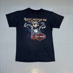 Vintage Harley Davidson Great American Hog T Shirt 3D Emblem ~Medium Black WV