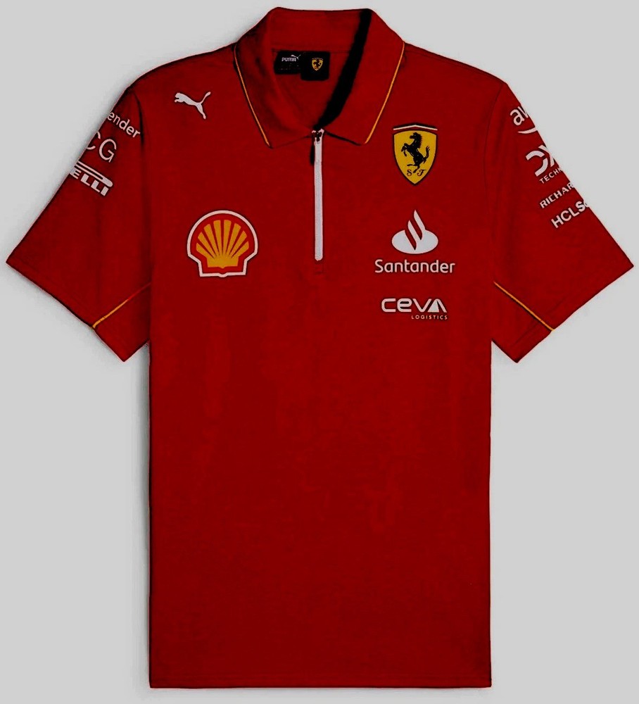 PUMA Scuderia Ferrari F1 Men’s Team Polo Jersey Zipper Shirt – Medium – NEW