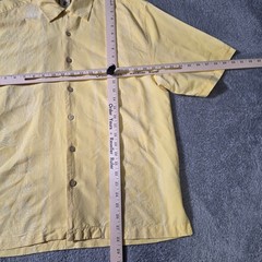 Jamaica Jaxx Mens M Silk Button Down Shirt Yellow Pineapple Jacquard Tropical