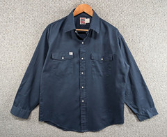 Big Bill Vintage Workwear Men’s Navy Blue Made in Canada Snap Button Shirt L