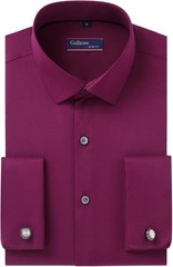 French Cuff Shirt Men Slim Fit Stretch Spread Collar Metal Cufflink Shirt