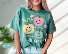 Happy To See Your Face Teacher Shirt, Cute Apple Graphic Tee Back To School