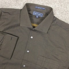 Paul Fredrick Shirt Mens 2XL 18.5 34 Black Gold Spotted French Cuff Button Up