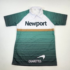 Newport Cigarettes Polo Shirt Green Striped Graphic Adult Size Beloved Polyester
