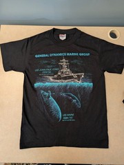 Vtg 90s General Dynamics Marine Group T-Shirt ADULT S 34-36 USS JOHN PAUL