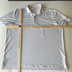 Johnnie-O Polo Shirt Men’s 2XL White Blue Geometric Performance Stretch UPF 50+