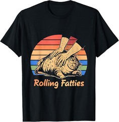 Cat Rolling Fatties Funny T-Shirt