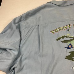 Tommy Bahama Silk Camp Shirt Golf Tiki Drink XL Embroidered Blue Beach Top FADED
