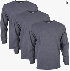 Gildan Ultra Cotton Long Sleeve T-Shirt Style G2400, Dark Heather (3 Pack)- 2XL