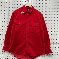 Vintage 90s GAP Corduroy Buttton Shirt Mens Medium Red Pocket 22.5×31