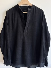 COS Men’s Black Cotton Corduroy Tunic Shirt Size Large Collarless Minimalist