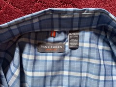Van Heusen Men’s Blue Plaid XL 17 to 17-1/2 Long Sleeve Button Down Shirt NWT