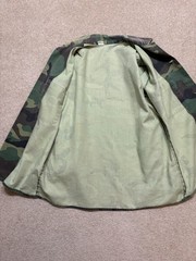 US Army OG-507 Shirt Woodland Camo BDU Mens Large Green Twill Button 70s 80s