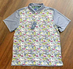 William Murray NWT Men’s Large Gray With Animal Print Golf Polo Shirt NWT$88