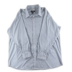 Jos. A. Bank Traveler Cotton Stretch Check Dress Shirt 19.5 34/35 Blue/White 86