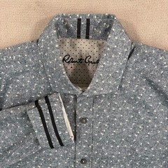 Robert Graham Modern American Flip Cuff Tailored Fit Shirt Chambray Blue Large