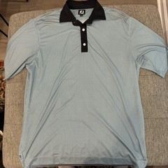 FootJoy Golf Polo Shirt Men’s Large Turquois White Black Geometric Indian River