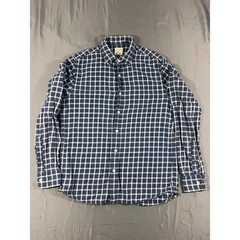 Giordano Flannel Shirt Mens Medium Blue White Plaid Button Down Cotton
