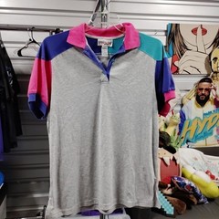 bridge Bg Gate Multi Color Blocked Vtg Polo Pink Grey Size Medium A293ed