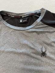Spyder Active T Shirt Men’s Large Gray Chest Logo Track Gym Casual
