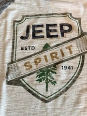 Jeep Spirit Mens XL Cream & Grey L/S Raglan Shirt Lightweight 1941 Graphic Tee