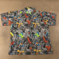 LA LEELA Men’s Size Medium Gray Tropical Hawaiian Short Sleeve Camp Shirt