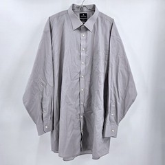 Stafford Gray Easy Care Broadcloth Long Sleeve Dress Shirt Big 20 36-37 Y2K Vibe