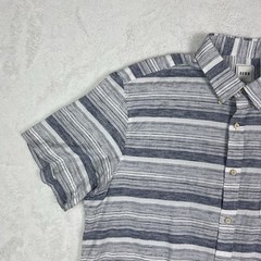 Rowm Shirt Mens XL Short Sleeve Blue Striped Cotton/Poly Casual Button Up