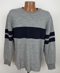 J CREW Always Rugby Shirt Mens Medium NWT Heather Gray Navy Blue Stripe Preppy