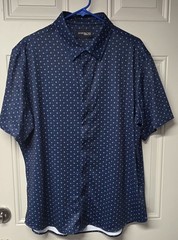 Jachs New York Shirt Men’s XL Button Up Short Sleeve RN#123913 Blue Spotted (B5)