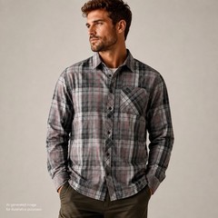 Smartwool Merino Wool Organic Cotton Plaid Button Front Shirt Men’s L Gray EUC