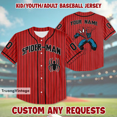 Custom Spiderman Baseball Jersey Spiderman Baseball Jersey AdultYouthKids Jersey