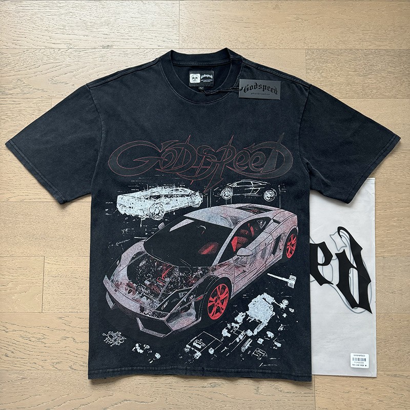 Brand New Godspeed Fashion sports car print Tee Mens Short Sleeve T-shirt
