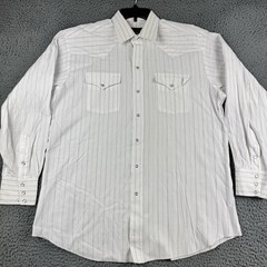 Vintage Panhandle Slim Shirt Mens 17×35 Striped Western Pearl Snap Made In USA