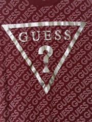 Guess Short Sleeve T-Shirt Maroon Men’s XL Silver Logo All Over print