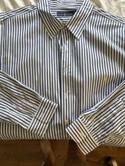 Ralph Lauren Easy Care Blue/White Striped Dress Shirt 3XLT 18.5 34/35
