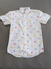 PlayStation Shirt Mens Small White Logo All Over Print Short Sleeve Button Up