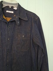 Gustin Heavy Denim SL Work Shirt Men’s Sz S Indigo Long Sleeve Button Up Cotton