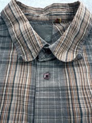 Reef Men’s Sz L Plaid Button Up Short Sleeved Shirt Preppy Outdoor Casual Brown