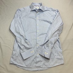 Eton Shirt Mens 16 41 Slim Blue Herringbone Contrasting Trim Twill Romania