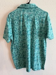 Black Clover Polo Shirt M Blue Green Abstract Men’s Short Sleeve Spread Collar