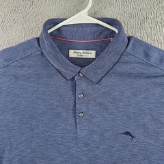 Tommy Bahama IslandZone Polo Shirt Mens XXL Blue Tencel Coolmax Short Sleeve