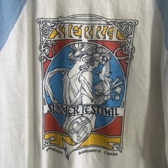 Vintage 1981 Sierra Summer Festival Mammoth T Shirt XL Blue White 3/4 Sleeve