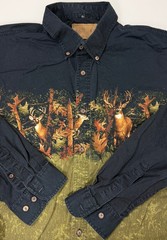 Magellan Shirt Men Large Deer Buck Graphic Hunting Nature Outdoors Button Down