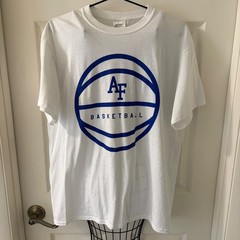 Air Force AF Basketball T Shirt Adult Large White Blue Graphic Port & Company