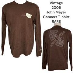 Vintage John Mayer 2006 Concert Tour T-Shirt Brown Long Sleeve Adult XL USA Y2K