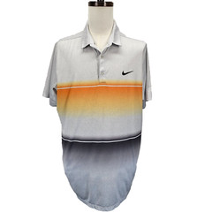 Nike Golf Polo Shirt Standard Fit Dri Fit Ombre Short Sleeve Gray Yellow Size XL